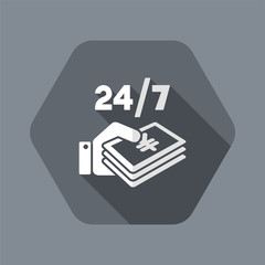 Pay services 24/7 - Yen - Vector web icon