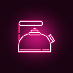 Tea kettle neon icon. Elements of Kitchen set. Simple icon for websites, web design, mobile app, info graphics