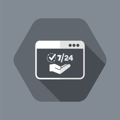 7/24 online services - Vector flat icon