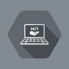 Computer assistance support 24/7 - Vector flat icon