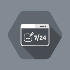 Contact message 7/24 - Vector flat icon