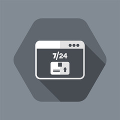 Delivery service 7/24 - E-commerce button - Vector flat icon