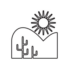 desert and cacti icon. Element of Landscape for mobile concept and web apps icon. Outline, thin line icon for website design and development, app development