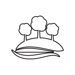 trees on a hill icon. Element of Landscape for mobile concept and web apps icon. Outline, thin line icon for website design and development, app development