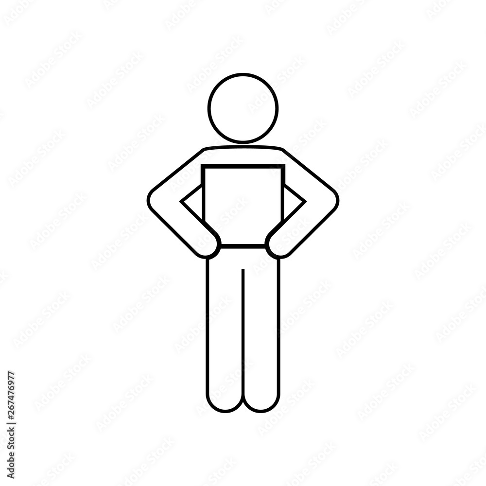 Poster person with packing box icon. element of logistic for mobile concept and web apps icon. outline, thi