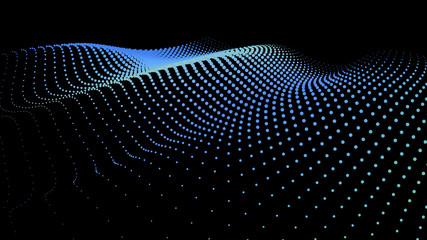 3d sea dots wave glowing stream background flow