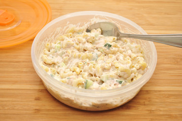 Macaroni Salad in a Plastic Container