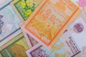 Currency banknotes Sri Lankan rupee in various denomination