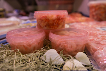 Fish food in a store in Brussels 