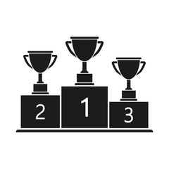 Winner cup and podium. Flat design. Vector. Isolated.