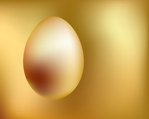 Golden egg soars hanging in space. Antigravity effect. Easter symbol. Spring traditional holidays