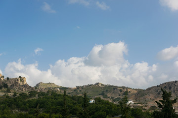 Beautiful Landscape of mountains and valleys in Rhodes.