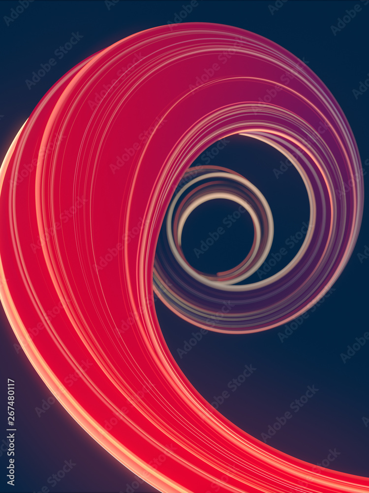 Poster Colored twisted shape. Computer generated abstract geometric 3D render illustration