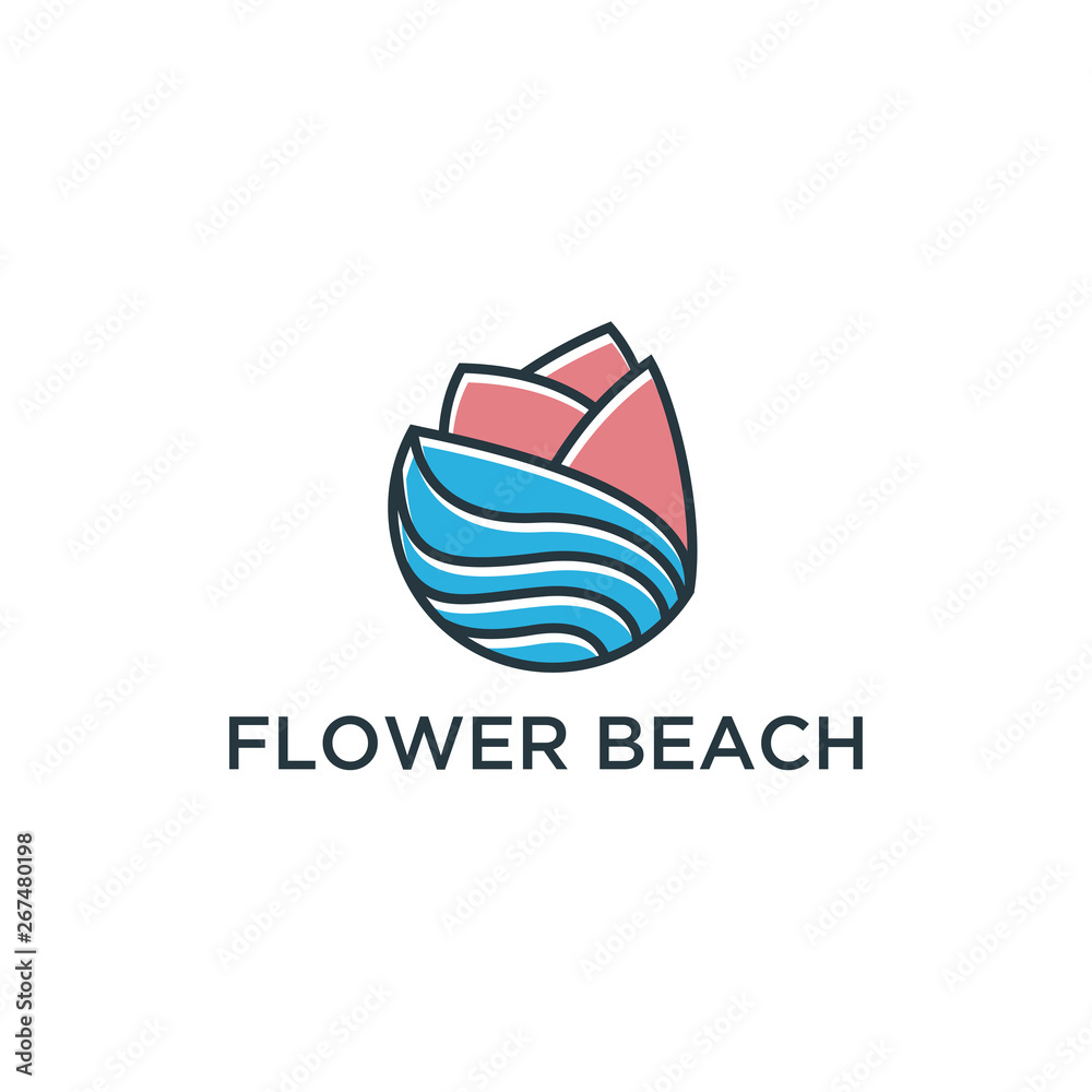 Poster flower abstract logo design vector template linear style.