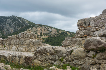 Fototapeta na wymiar Ruins of the castle of Kritinia in Rhodes