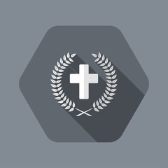Christian cross and laurel