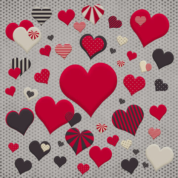 Heart Pattern Illustration in High Resolution on Dark Grey Spotty Background