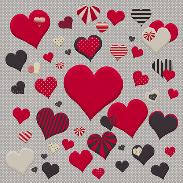 Heart Pattern Illustration in High Resolution on Light Grey Spotty Background