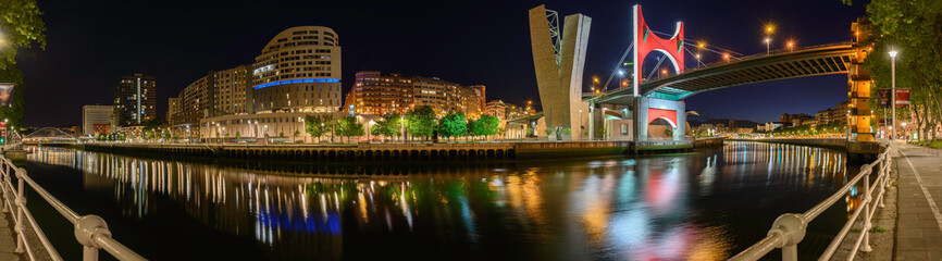 Bilbao River Panorama near with Museum - obrazy, fototapety, plakaty