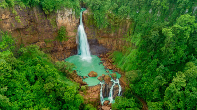 Amazing aerial view of Cikaso waterfall
