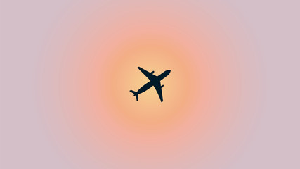  Plane vector illustration on the sunset background