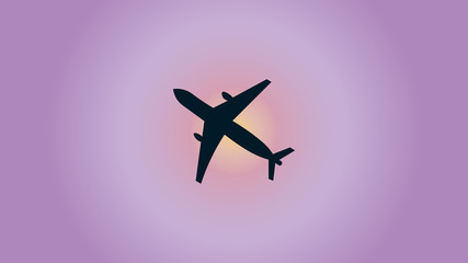  Plane vector illustration on the sunset background