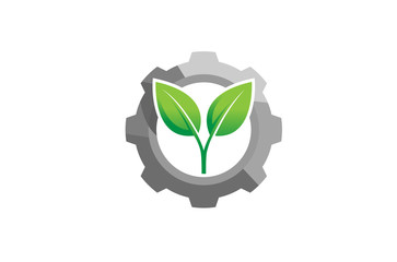 Creative Gear Leaf Agricultural technology Logo Design Illustration