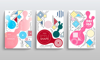 stock vector modern abstract vector banner set flat geometric liquid form with various colors modern vector