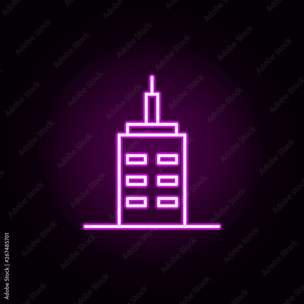 Poster building neon icon. elements of architecture set. simple icon for websites, web design, mobile app, 