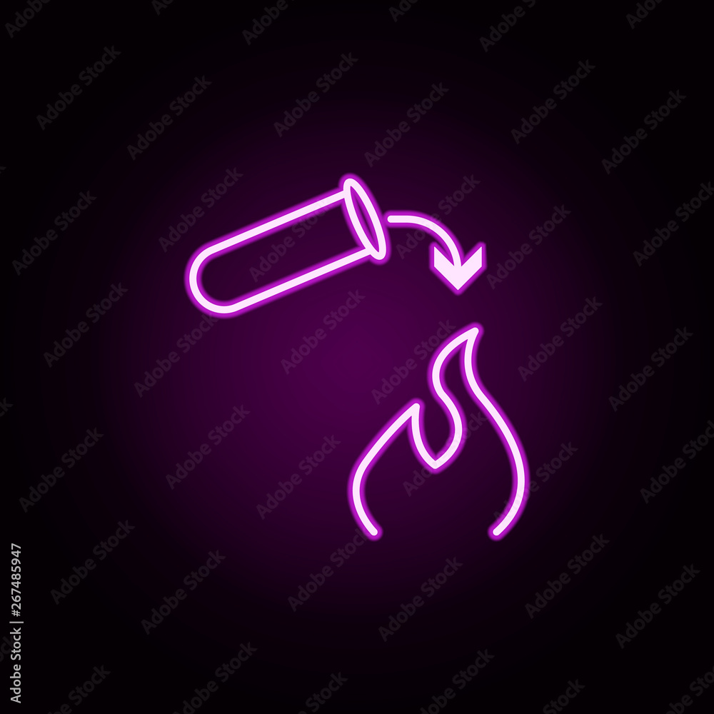 Poster easily flammable neon icon. elements of arrow and object set. simple icon for websites, web design, 