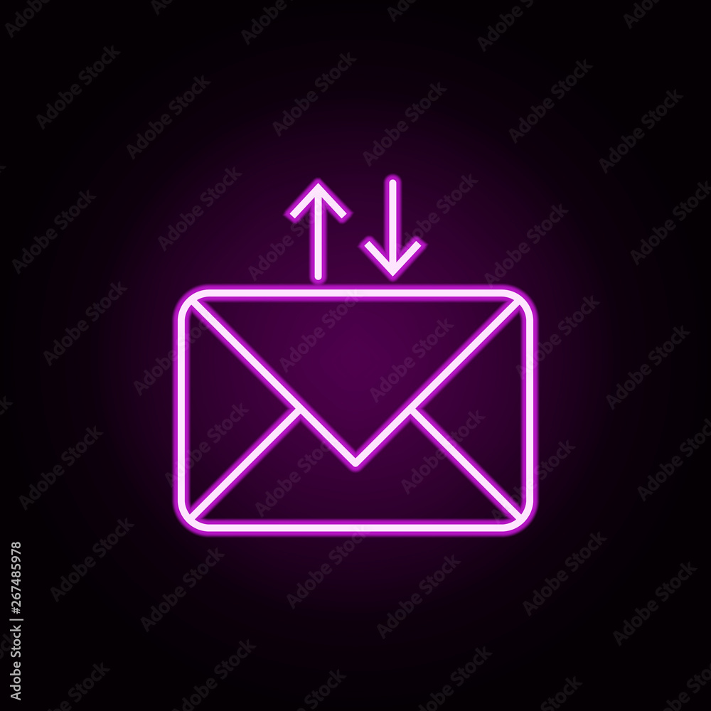 Poster envelope exchange neon icon. elements of arrow and object set. simple icon for websites, web design,