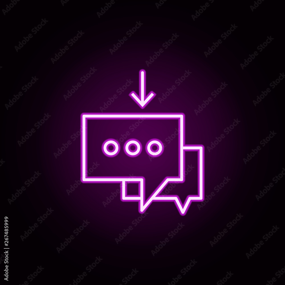 Poster decrease neon icon. elements of arrow and object set. simple icon for websites, web design, mobile a