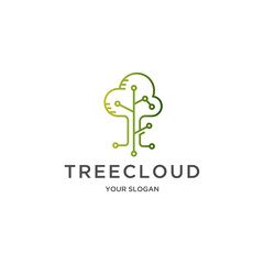 tree cloud green  technology logo