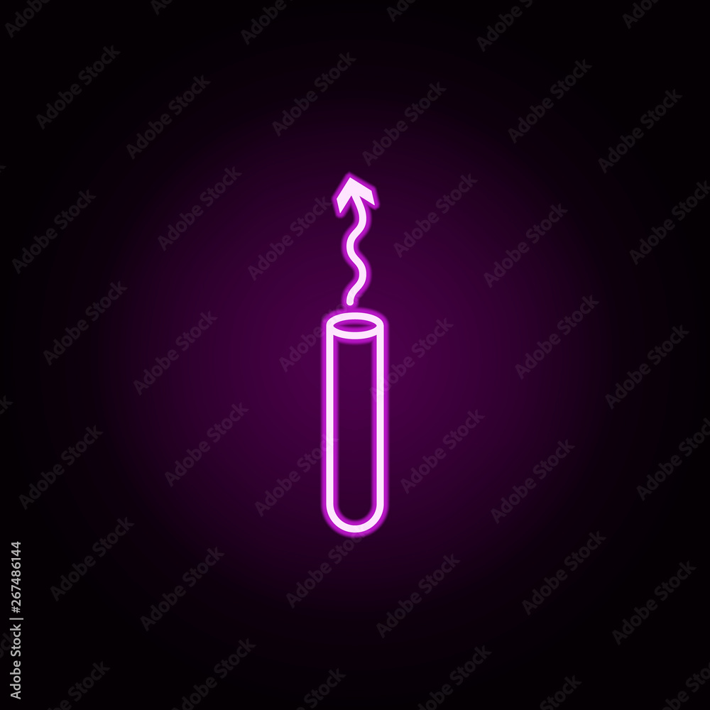Poster tube experiment neon icon. elements of arrow and object set. simple icon for websites, web design, m