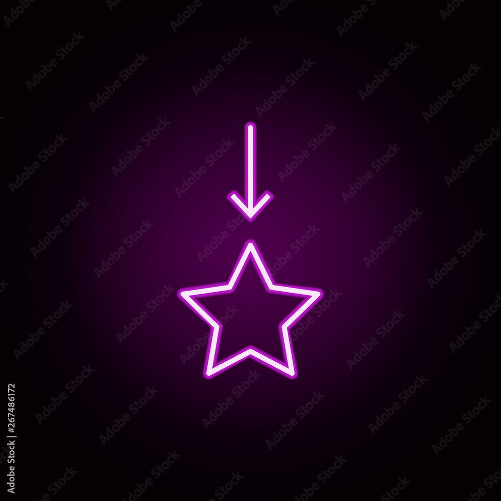 Poster falling star neon icon. elements of arrow and object set. simple icon for websites, web design, mobi