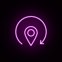return pin neon icon. Elements of arrow and object set. Simple icon for websites, web design, mobile app, info graphics