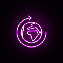 around earth world neon icon. Elements of arrow and object set. Simple icon for websites, web design, mobile app, info graphics