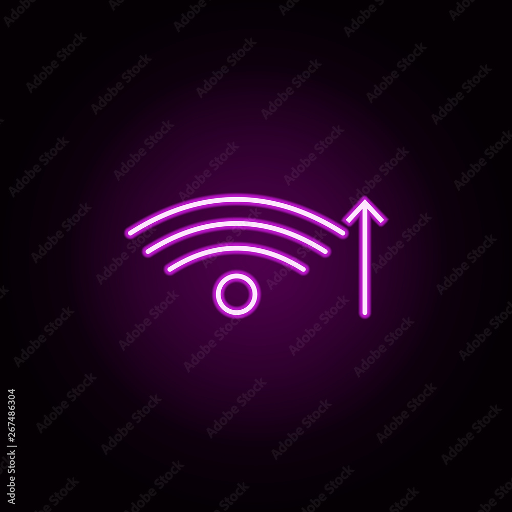 Poster wifi increase neon icon. elements of arrow and object set. simple icon for websites, web design, mob