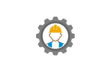 Creative Gear Helmet Worker Contractor Logo