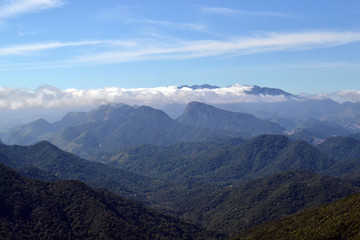 Montains view of the Bonet Rock in Petropolis, Rio de Janeiro, Brazil. Concept of adventure and freedom