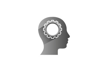 Creative Engineer Worker Gear head Brain Logo Design Illustration