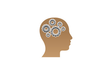 Creative Engineer Worker Gear head Brain Logo Design Illustration