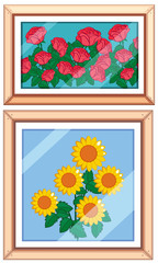 Set og beautiful flower frame