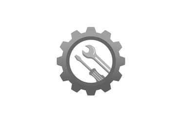 Creative Gear Wrench Monochrome Logo Design Illustration