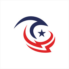 Modern Patriotic American Eagle Head And Star Logo