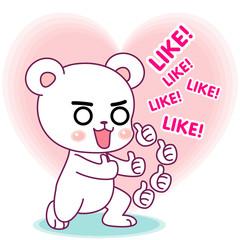 cute little bear, incites people to have likes