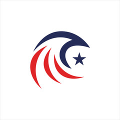 Modern Patriotic American Eagle Head And Star Logo. veteran day logo
