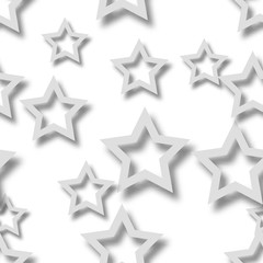 Fototapeta premium Abstract seamless pattern of randomly arranged gray stars with soft shadows on white background