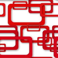 Obraz premium Abstract seamless pattern of randomly arranged red rectangle frames with soft shadows on white background