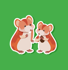 Cute hamster sticker character
